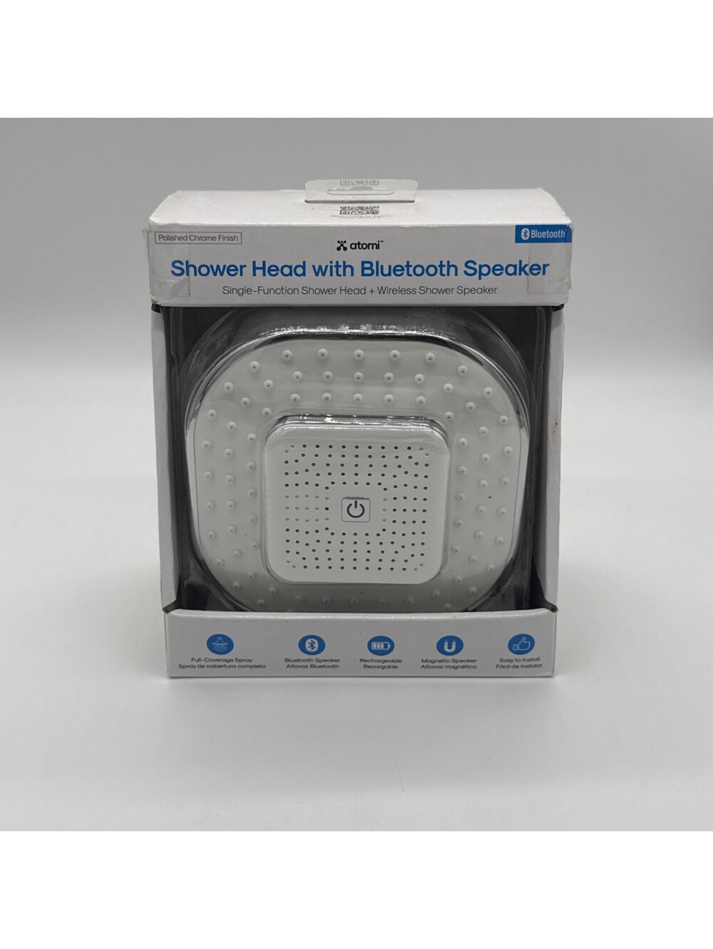 Atomi Shower Head Full-Coverage Spray with Bluetooth Speaker Wireless NEW